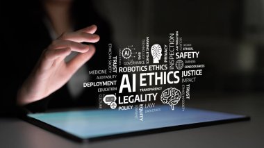Bu resim, teknoloji uygulamalarında yönetim, yasallık ve adaletin önemini vurgulayarak, modern dünyadaki yapay zeka etiğinin kritik yönlerini vurgular. Tessel