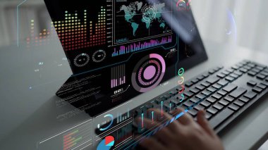 Dünya çapında dijital iletişimi, veri alışverişini ve internet bağlantısını gösteren yüksek teknolojili küresel ağ bağlantı arayüzü. Küresel bağlantı, veri etkileşimi ve dünya çapında iletişim. Thunk