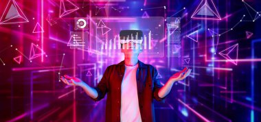 Teknoloji ve analizlerin kesişimlerini, canlı bir dijital manzara içinde VR ile bağlantı kuran ve yenilikçi iş anlayışları sergileyen bir kişi olarak keşfedin. XDMCP