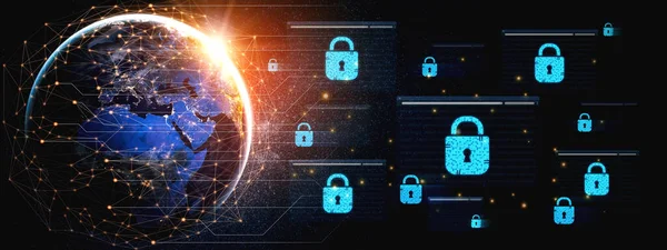Concept of cybersecurity and a secure network. Multiple layers of data encryption and firewall protection in browsers ensure online privacy and safety from cyber threats. Fermion
