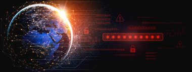 Kırmızı yıldız kutusu, siber güvenlik alarmı, kilit simgeleri ve dijital sistem erişimindeki kritik kırılganlık sinyalleri ile güvenlik ihlali uyarısı