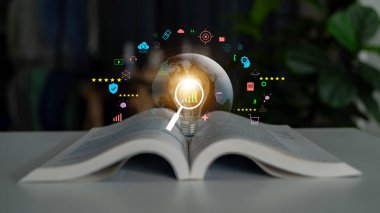 A concept of global market analysis and e-commerce business growth. Researching worldwide trends, sales data, and customer ratings for success. Motif