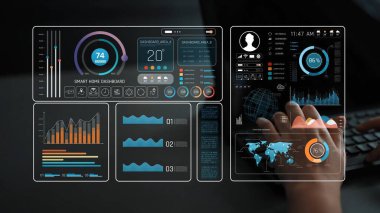 Smart home dashboard manages IoT system. Smart home dashboard controls temperature, dashboard tracks energy, smart home handles devices, and smart home dashboard monitors data. Marrow