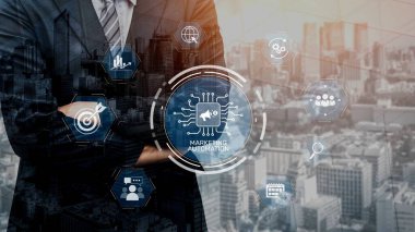 Pazarlama otomasyon diyagramı sunumu yapay zeka odaklı kampanya iş akışı, pazarlama otomasyonu, veri odaklı strateji, pazarlama otomasyon araçları ve iş dünyasında piyasa otomasyon süreci. Muxer