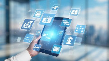 Project planning icons showing business management, teamwork, scheduling, strategic planning, project development, organization, and goal setting with modern workflow and process management. Gist