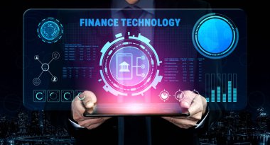 Finance Technology FinTech for digital banking and online investment. A platform for mobile payments, stock market analysis, and financial services. Motif