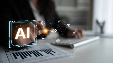 Bir Yapay Zeka platformu fikri. Sistem veri analizi, bulut hesaplaması ve büyüme için otomasyon gibi çeşitli iş süreçleriyle bütünleşir. Fermion