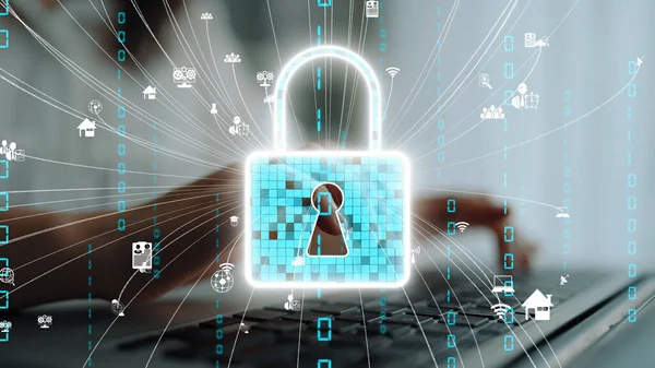 Bu resim, sanal güvenliğin ve bağlı bir dünyada çevrimiçi gizliliğin önemini vurgulayan veri akışlarıyla güvenliği sembolize eden dijital bir asma kilidi gösteriyor. Xenic