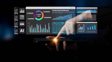 Ticari maliyet yönetimi ve analizi için grafikler, takvim ve performans ölçümleri içeren finans paneli