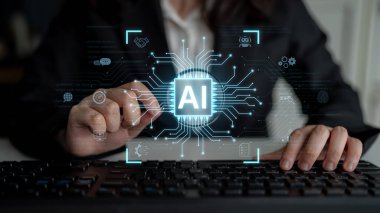 An AI platform for business integration. Central processor powers automated processes like contract management, chatbot services, and partnership solutions, all built on a foundation of code. Fermion