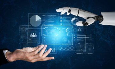 An AI assistant manages a business intelligence dashboard, providing automated data analysis. The system visualizes global metrics and team performance for strategic insights. Fermion