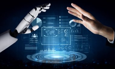 An AI assistant manages a business intelligence dashboard, providing automated data analysis. The system visualizes global metrics and team performance for strategic insights. Fermion