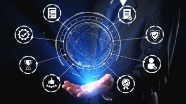 Quality approval and certification icons showing verified badge, standard check, award, trophy, inspection, rating, quality management, guarantee, trust, and compliance. Gist