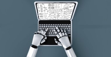 Bilgisayar ekranında bilim ve eğitim kavramını gösteren matematiksel denklemler ve modem formülü