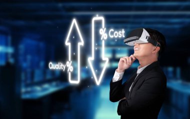 Bir iş adamı, maliyet azaltma stratejilerini analiz etmek, verimliliği artırmak ve çağdaş ofis ortamında bütçe yönetimini optimize etmek için sanal gerçeklik teknolojisinden yararlanır. XDMCP