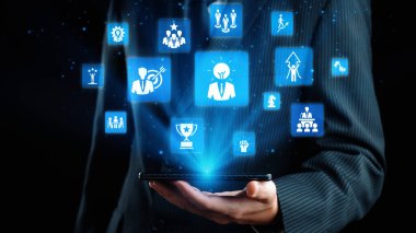 Leadership icons symbolize teamwork, vision, and decision-making. Leadership guides business, leadership inGists growth, and leadership supports management success. Gist