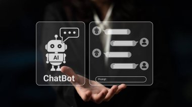 Chatbot arayüzü, iş iletişimi için yapay zeka müşteri desteğini ve otomatik yanıt sistemini temsil ediyor. Ayrıştırma