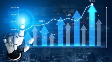Teknoloji ve iş dünyasının kesişimlerini, dinamik büyüme grafikleri ve istatistiksel eğilimler ile etkileşim içinde olan, sunumlar için ideal bir robot eli gösteren çarpıcı bir grafikle keşfedin. Kafa derisi