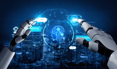 Özerk ajan yeteneklerine sahip gelecekçi yapay zeka asistanı yapay zeka doğal dil anlayışı ve kusursuz iş akışı yapay zeka entegrasyonu. Modern üretkenlik ve teknolojik çözümler için yapay zeka. Korpus