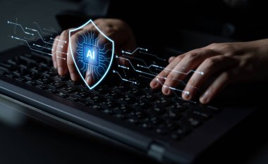 AI-powered cybersecurity. Intelligent system acts as a digital shield cyber security, providing security network protection and data security against online cyber threats and viruses. Fermion