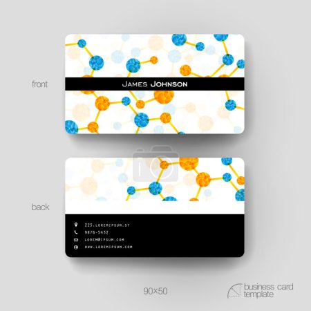 Illustration for Business card vector template with DNA molecule background. Creative modern design - Royalty Free Image