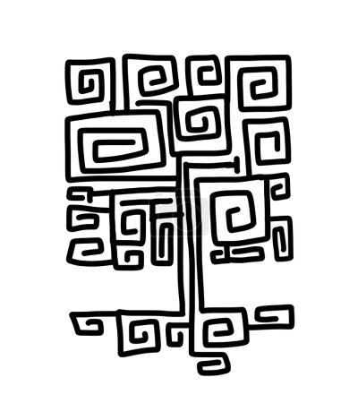 Árbol ornamental étnico, boceto para su diseño
