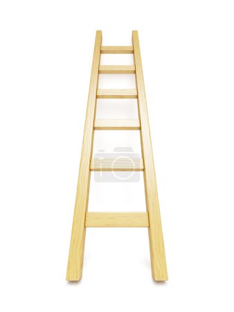 Wooden ladder near white wall