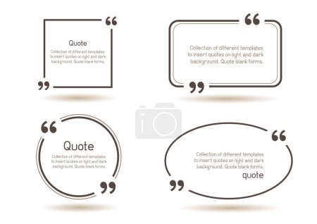 Illustration for Templates for writing quote. Round square oval rectangular quotes forms on white background - Royalty Free Image