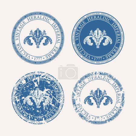 Illustration for Vintage retro set. Grunge stamp collection, vector illustration - Royalty Free Image