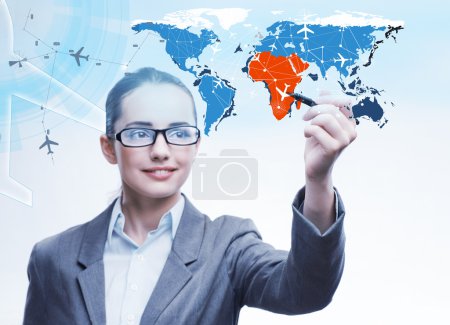 Businesswoman in world transportation concept