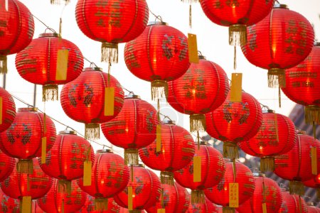 Photo for Chinese New Year red and yellow paper lanterns - Royalty Free Image