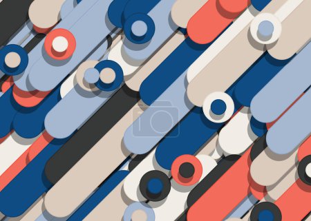Ilustración de Color Líneas abstractas y círculos Arte Generativo fondo ilustración - Imagen libre de derechos