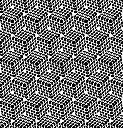 Seamless hexagons pattern. 3D illusion.