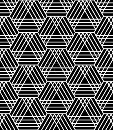 Illustration for Seamless hexagons and triangles pattern. Latticed geometric texture. Vector art. - Royalty Free Image