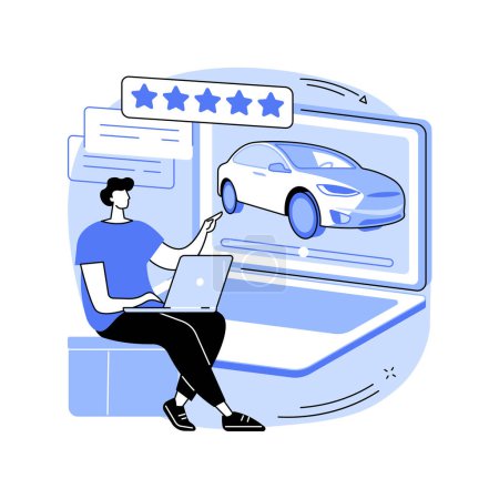 Ilustración de Revisión de coches video abstracto concepto vector ilustración. Revisión del coche, prueba de conducción canal de vídeo, publicidad automática en línea, comparando características, información del modelo, características resumen metáfora abstracta. - Imagen libre de derechos