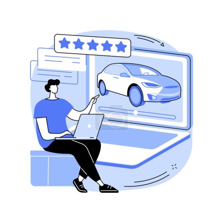 Illustration for Car review video abstract concept vector illustration. Car review, test-drive video channel, online auto advertising, comparing features, model information, features overview abstract metaphor. - Royalty Free Image