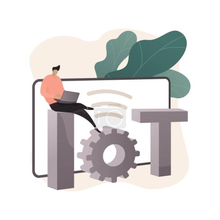 Ilustración de IoT desarrollo abstracto concepto vector ilustración. Internet de las cosas, desarrollador de IoT, equipo de programación, diseño del sitio web de la empresa, elemento de página web, interfaz de usuario, metáfora abstracta. - Imagen libre de derechos