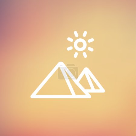 Las pirámides de Giza icono de línea delgada
