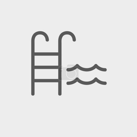 Illustration for Swimming pool ladder icon thin line for web and mobile, modern minimalistic flat design. Vector dark grey icon on light grey background - Royalty Free Image