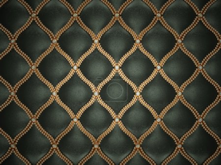 Funda de cuero negro con alambre dorado
