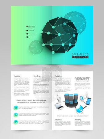 Téléchargez les illustrations : Brochure d'entreprise de deux pages, dépliant ou modèle avec des idées de réseautage
. - en licence libre de droit