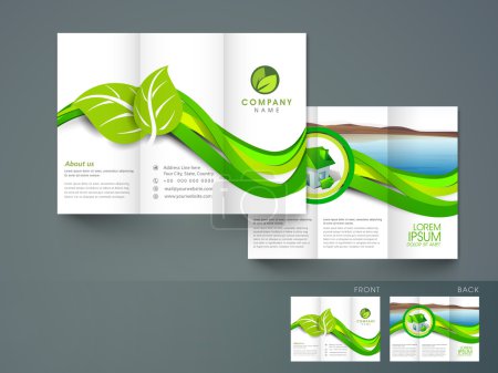 Illustration for Professional trifold brochure, catalog and flyer template for travel business purpose. - Royalty Free Image