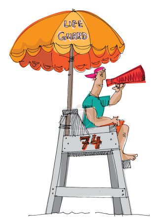 salvavidas de playa - dibujos animados
