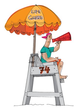 Illustration for Beach lifeguard - cartoon,vector - Royalty Free Image