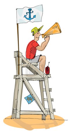 Illustration for Beach lifeguard - cartoon,vector - Royalty Free Image