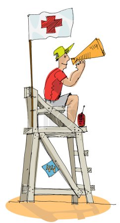 Illustration for Beach lifeguard - cartoon,vector illustration - Royalty Free Image