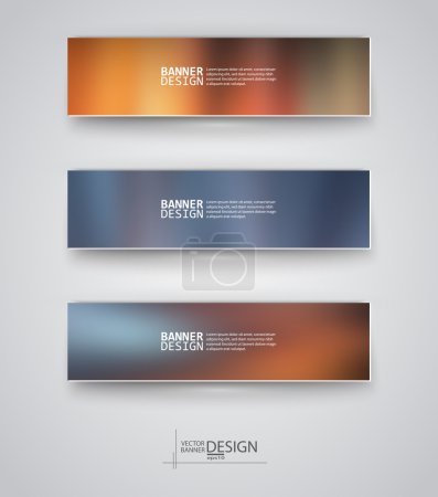 Set of Banners with Multicolored Blurred Backgrounds.