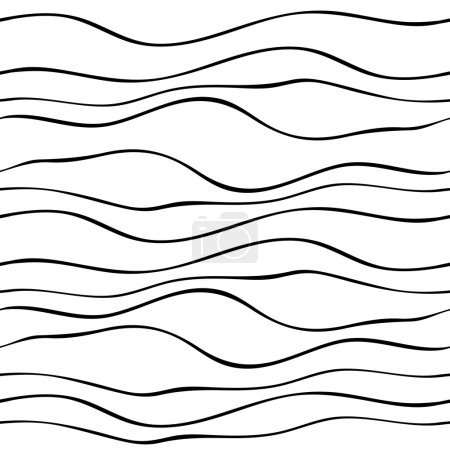 Téléchargez les illustrations : Modèle abstrait sans couture avec des lignes d'onde. Graphique dessiné à la main. Texture stylisée simple du revêtement. Illustration vectorielle
. - en licence libre de droit