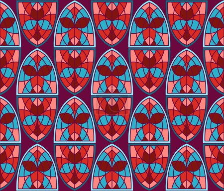 Vector Seamless Pattern with Stained Glass Windows