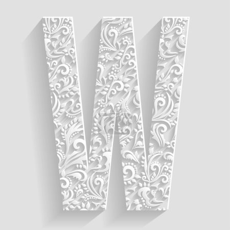 Foto de Letra W. Vector Floral Tarjetas de invitación Decorative Font - Imagen libre de derechos